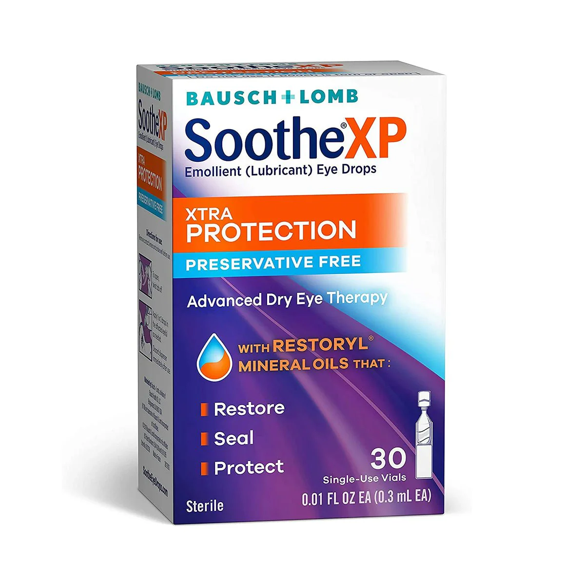 Bausch & Lomb Soothe XP Lubricant Eye Drops, Xtra Protection Formula, (30 Vials)