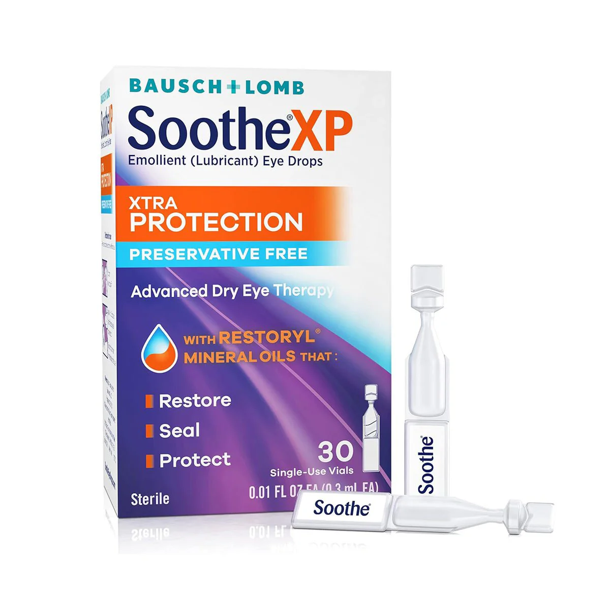 Bausch & Lomb Soothe XP Lubricant Eye Drops, Xtra Protection Formula, (30 Vials) - Image 2