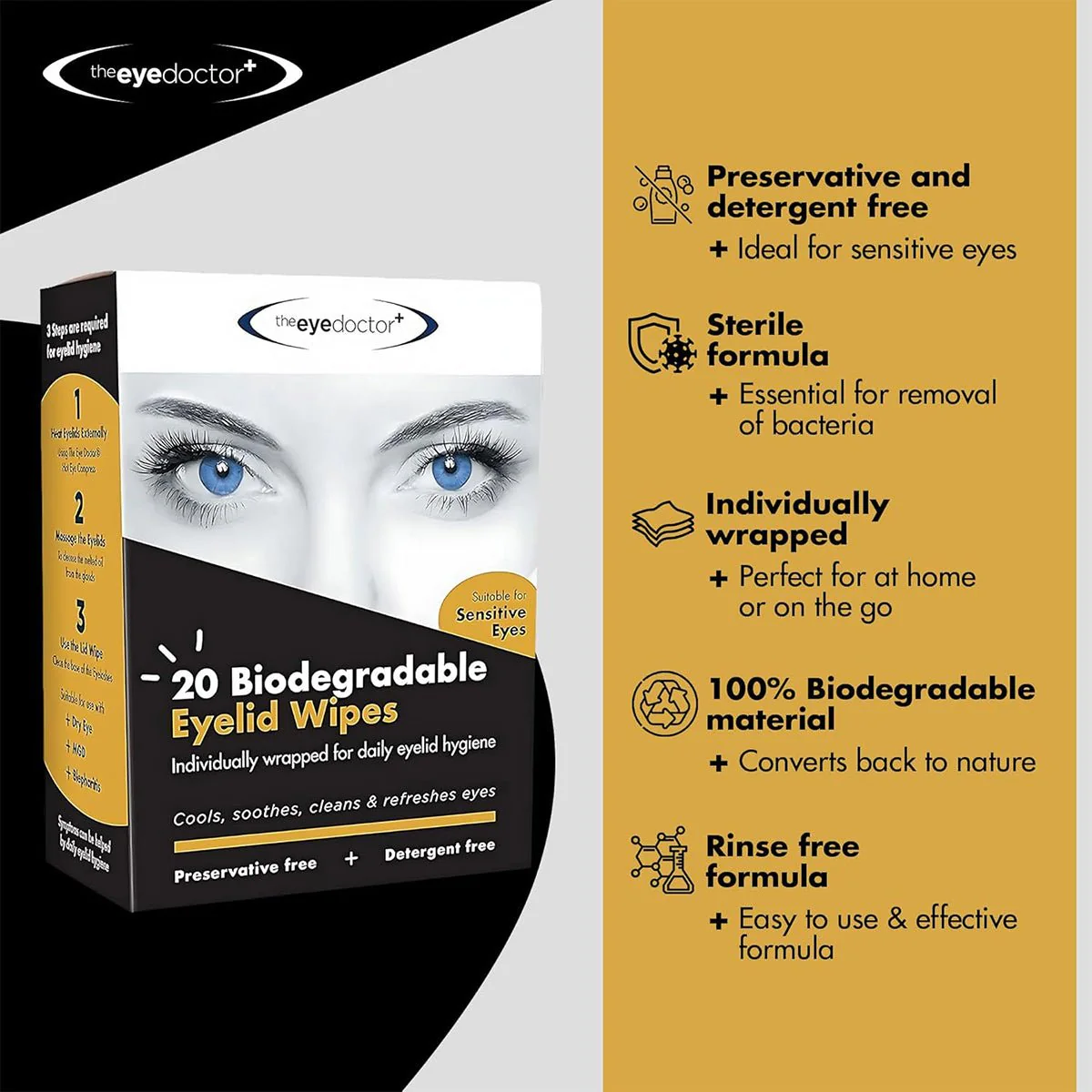 Biodegradable Eyelid Wipes for Eyelid Cleaning 20ct - Image 5