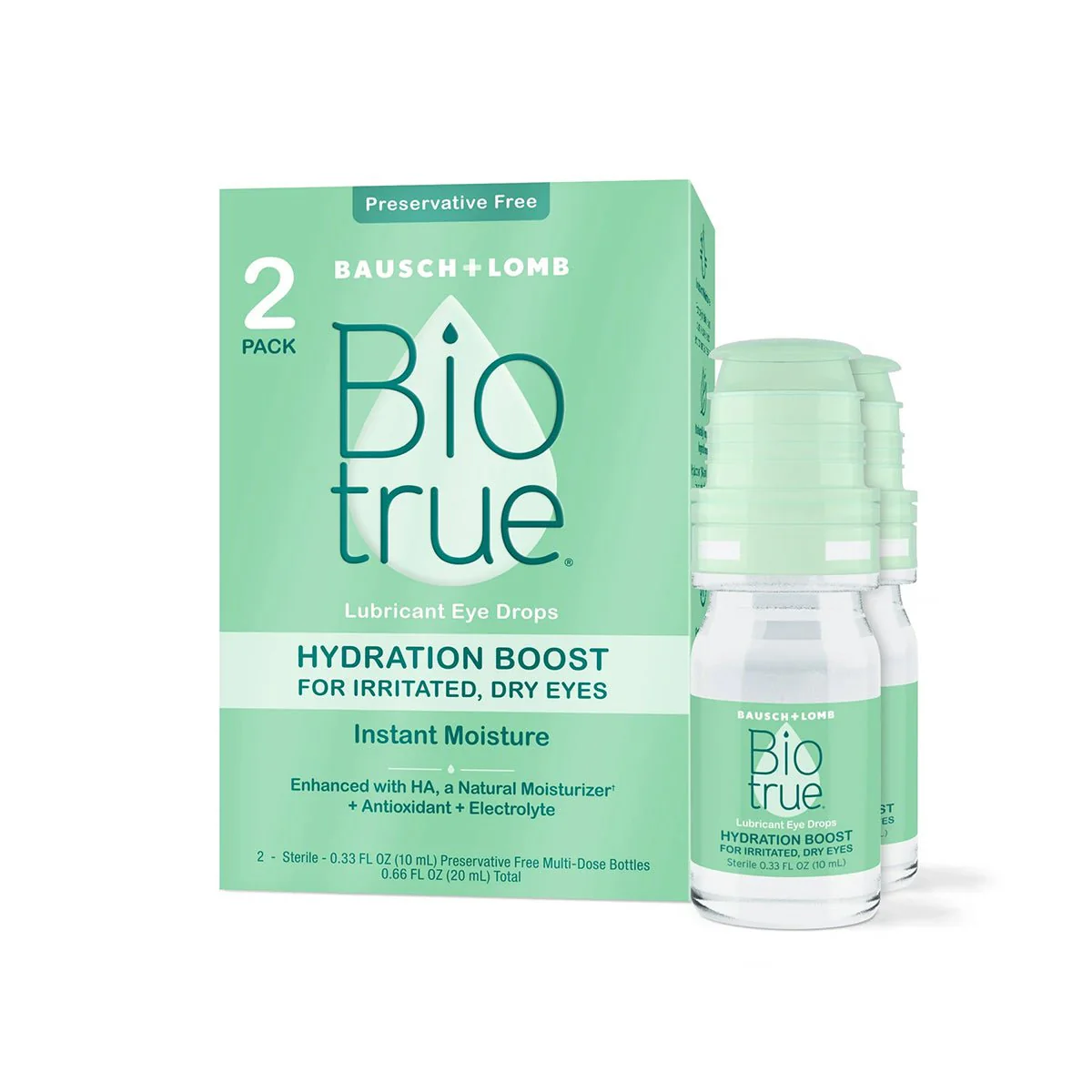 Biotrue Hydration Boost Eye Drops, Preservative Free, Soft Contact Lens Friendly (10 mL), Pack of 2 (600+ Drops) - Image 2