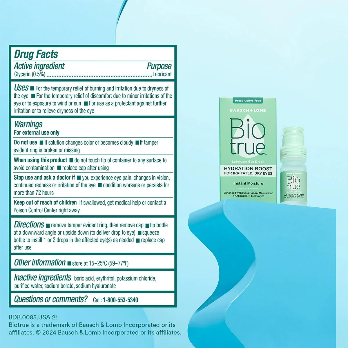 Biotrue Hydration Boost Eye Drops, Preservative Free, Soft Contact Lens Friendly (10 mL), Pack of 2 (600+ Drops) - Image 3