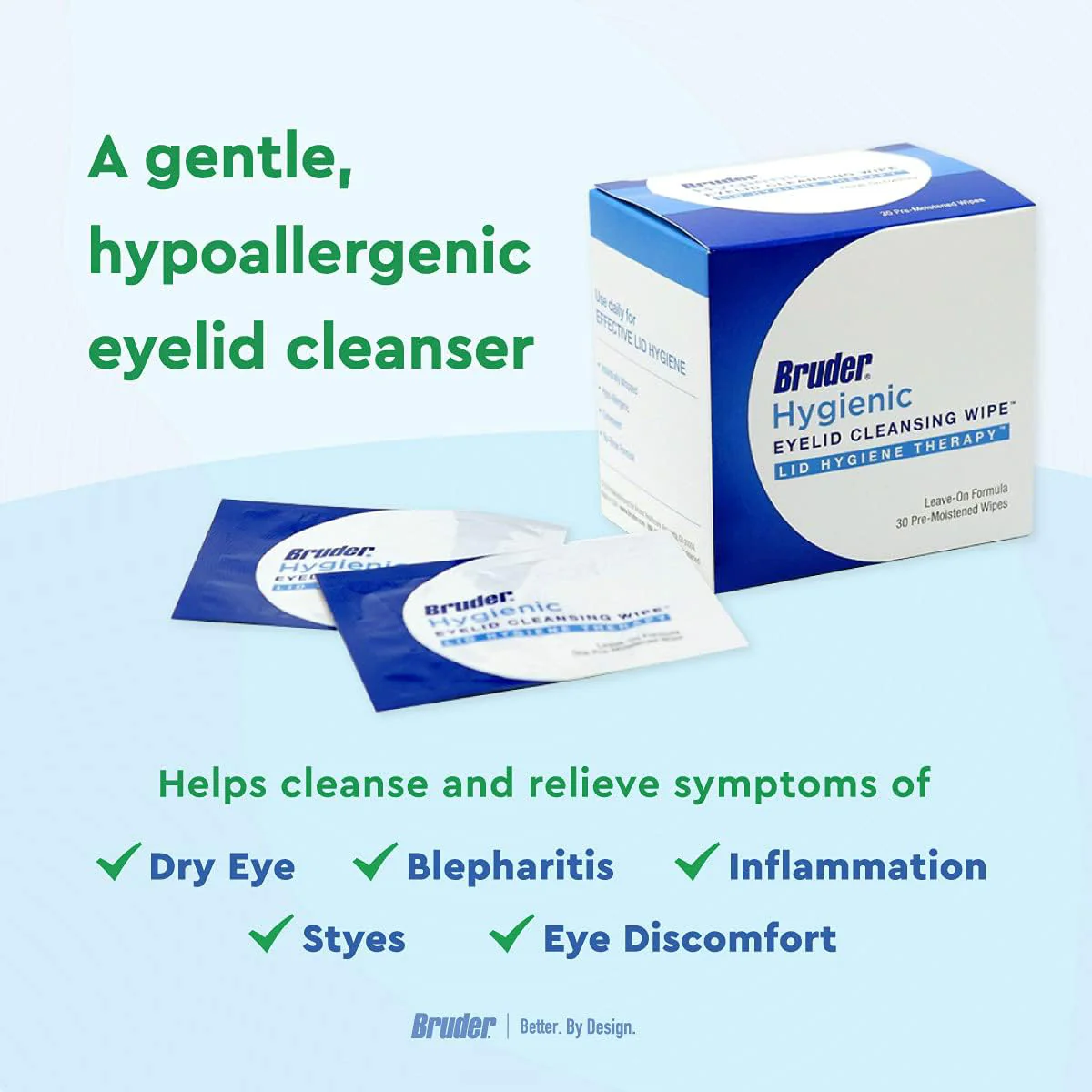 Bruder Hygienic Eyelid Cleansing Wipes - 30 Pre-Moistened Wipes - Image 3