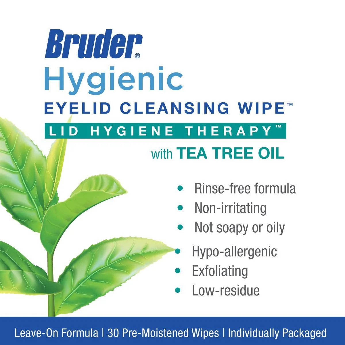 Bruder Hygienic Eyelid Cleansing Wipes with Tea Tree Oil (30ct) - Image 3