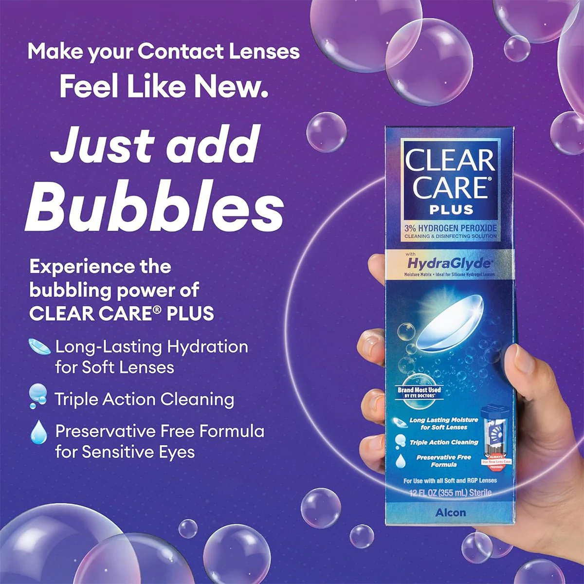 Clear Care Plus Cleaning Solution with Lens Case, 12 Oz Bottle - Image 3