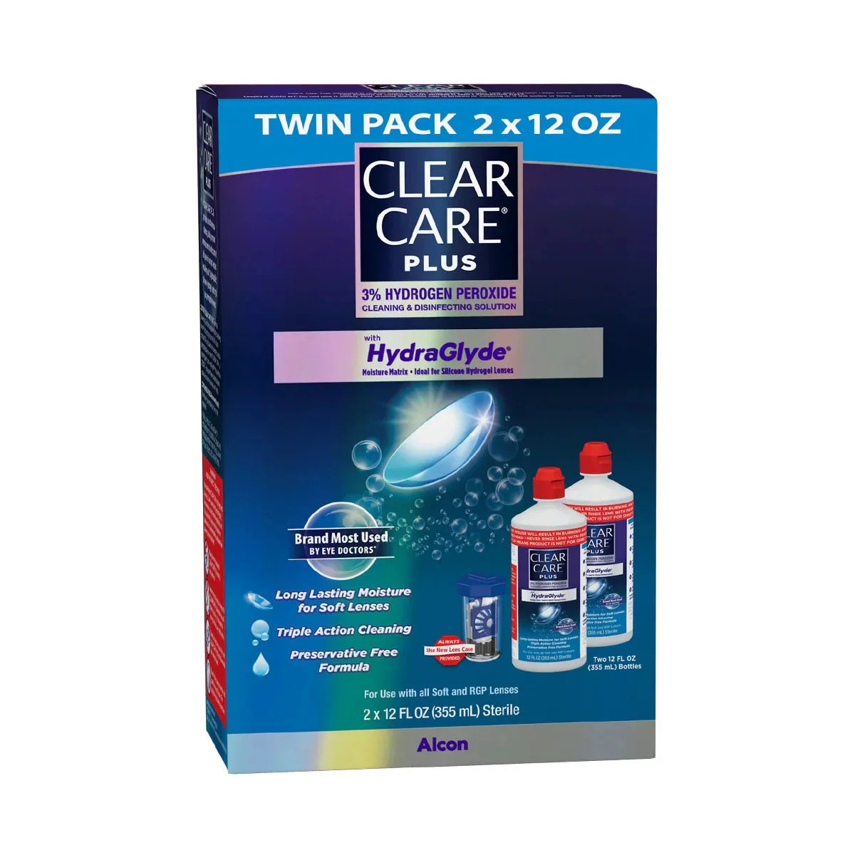 Clear Care Plus Cleaning Solution with Hydraglyde, Twin Pack, Multi, 12 Oz, Pack of 2 - Image 11
