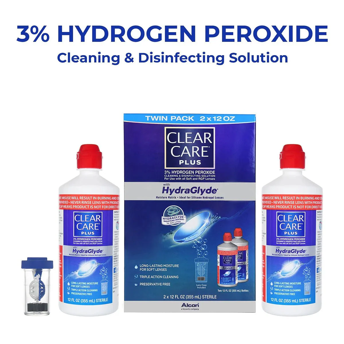 Clear Care Plus Cleaning Solution with Hydraglyde, Twin Pack, Multi, 12 Oz, Pack of 2 - Image 16