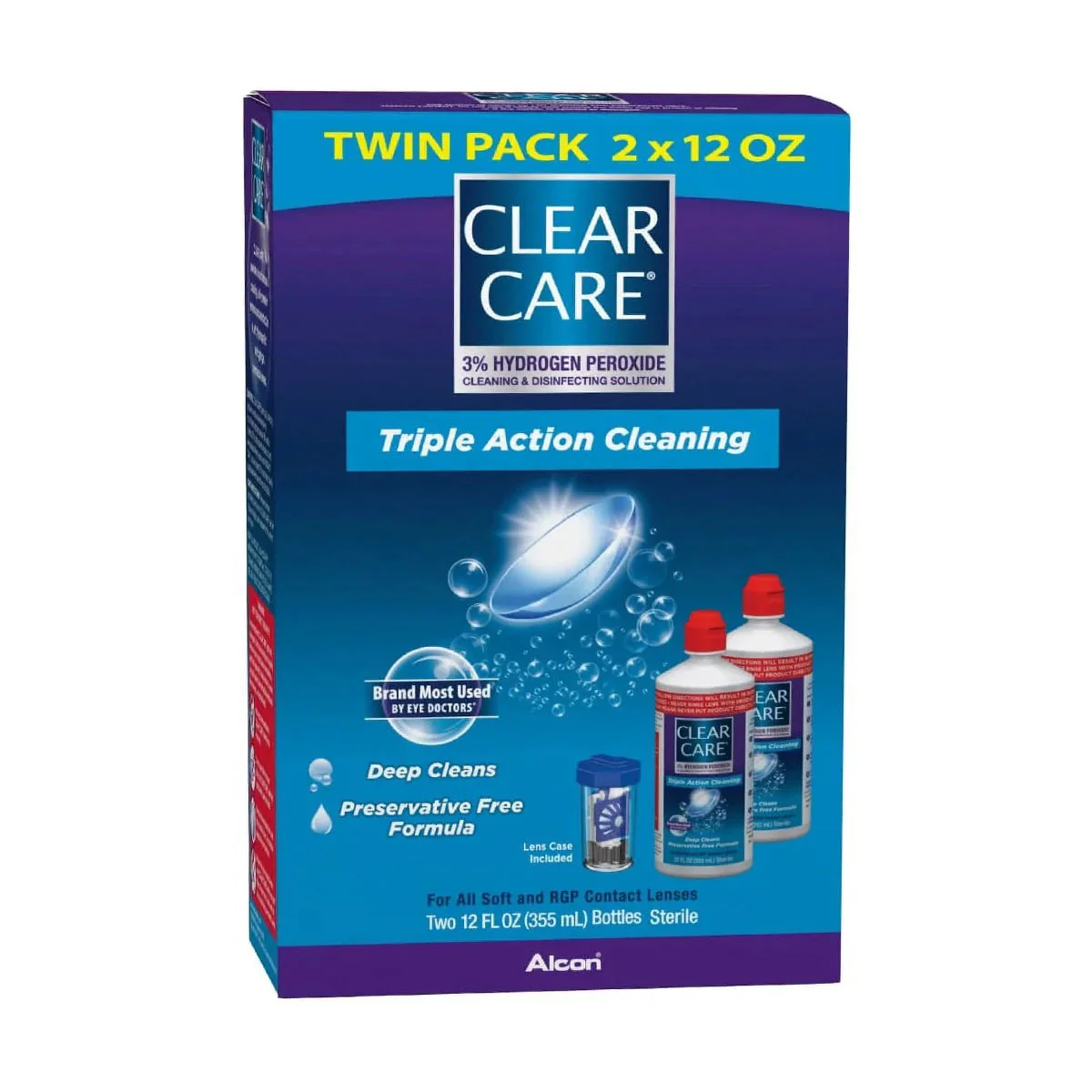 Clear Care Plus Cleaning Solution with Hydraglyde, Twin Pack, Multi, 12 Oz, Pack of 2 - Image 5