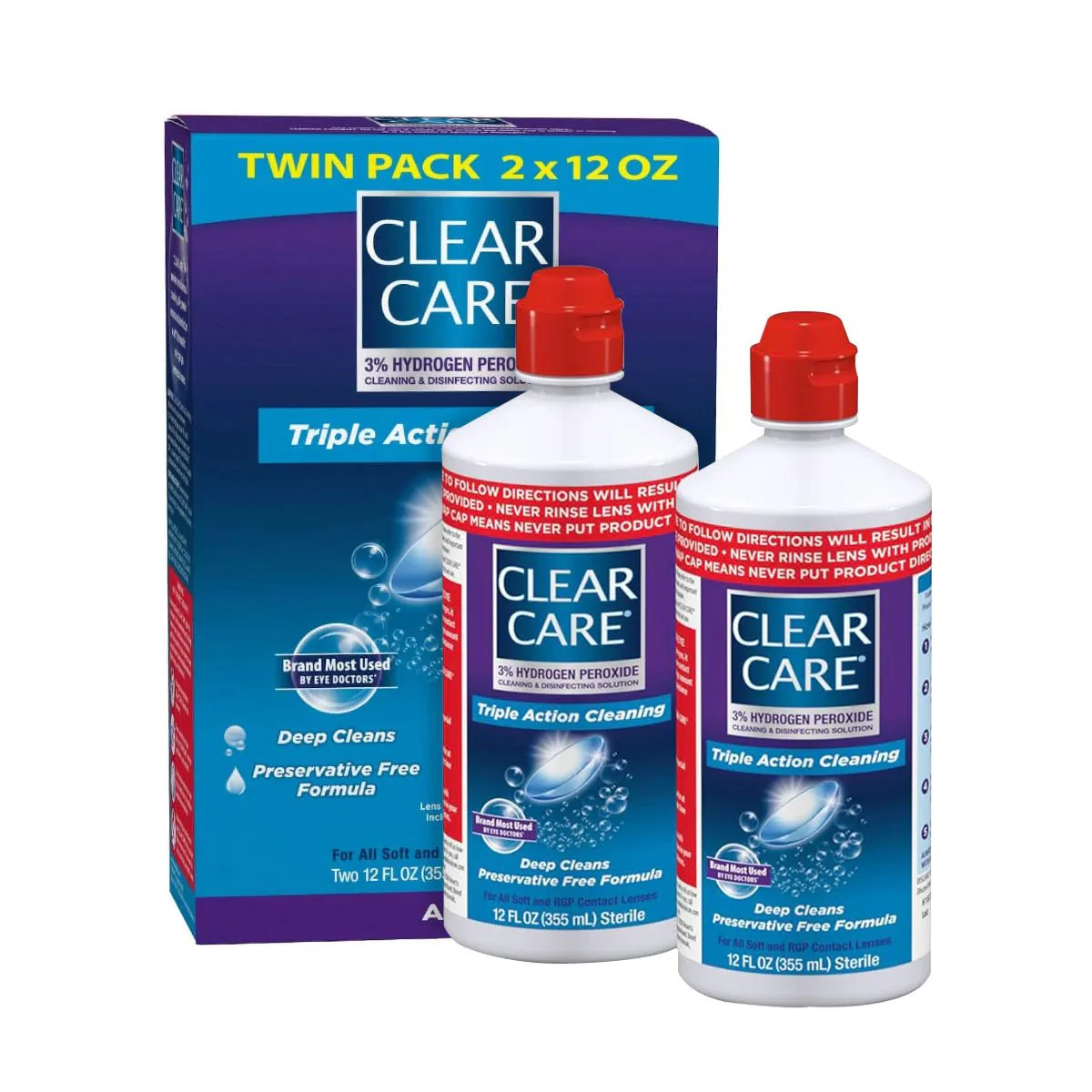 Clear Care Plus Cleaning Solution with Hydraglyde, Twin Pack, Multi, 12 Oz, Pack of 2 - Image 6