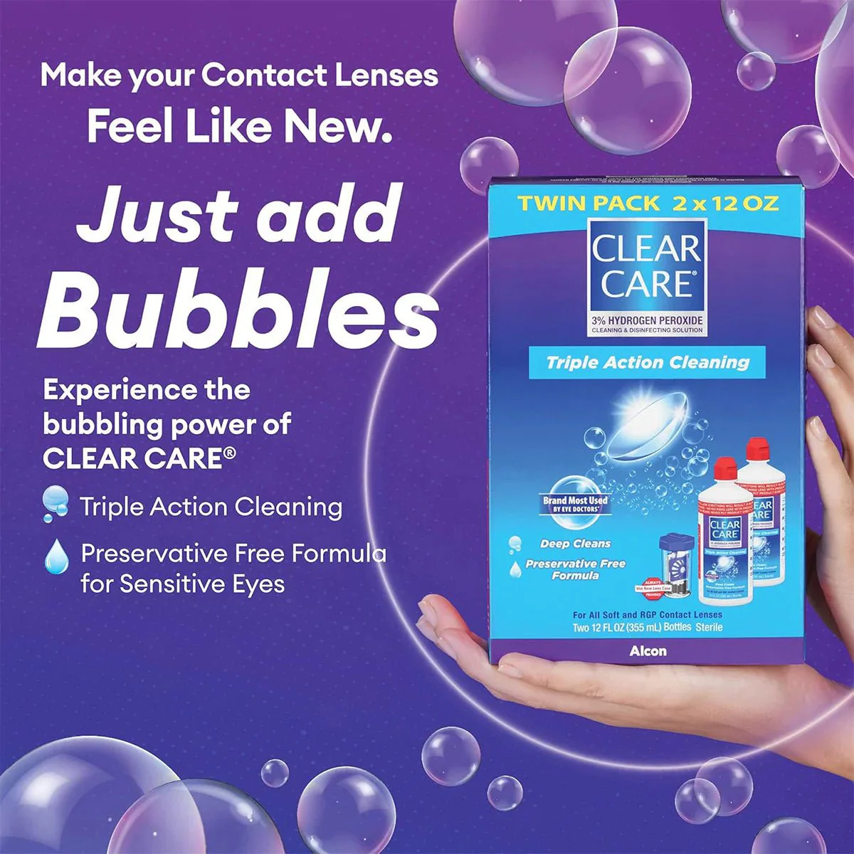 Clear Care Plus Cleaning Solution with Hydraglyde, Twin Pack, Multi, 12 Oz, Pack of 2 - Image 9