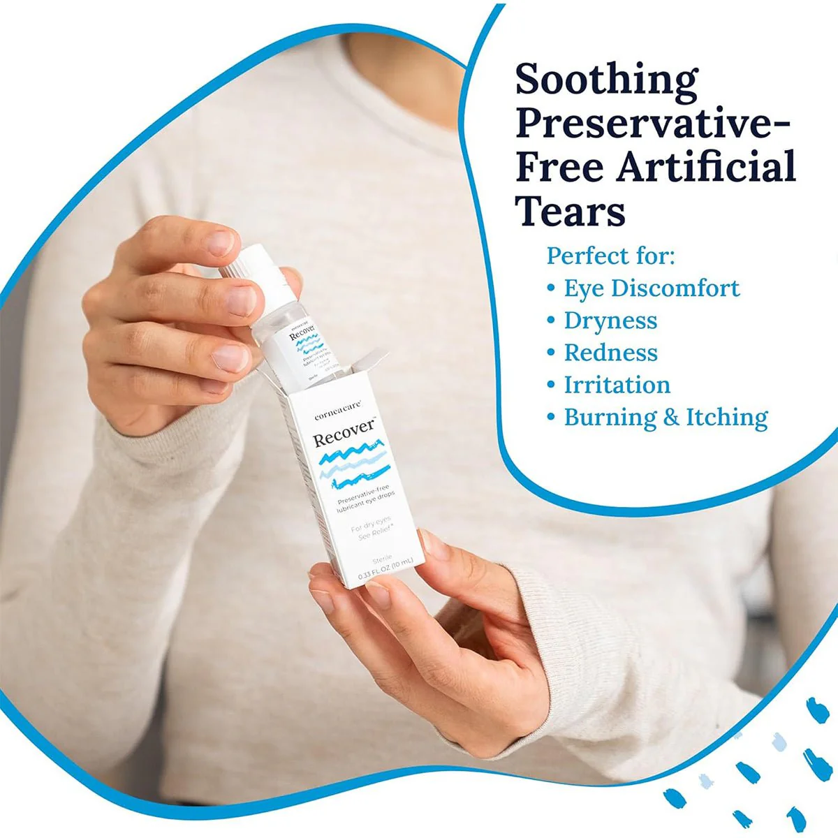 Cornea Care Recover Preservative-Free Artificial Tears – Advanced Hydration & Soothing Relief for Dry, Irritated Eyes (10mL Multi-Dose Bottle) - Image 5