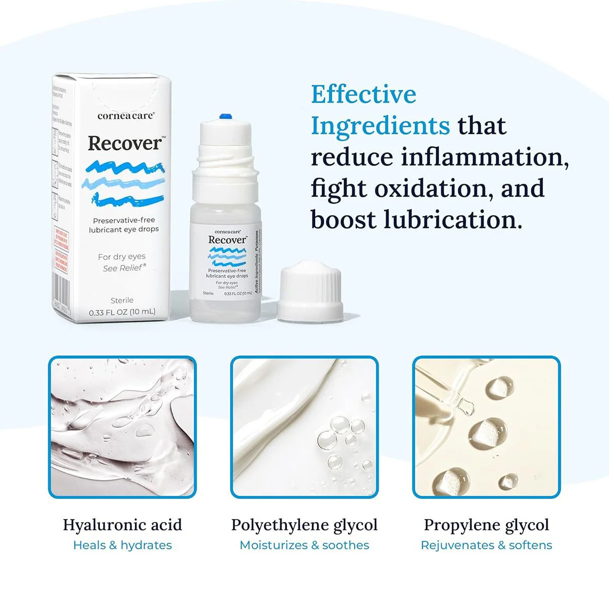 Cornea Care Recover Preservative-Free Artificial Tears – Advanced Hydration & Soothing Relief for Dry, Irritated Eyes (10mL Multi-Dose Bottle) - Image 6