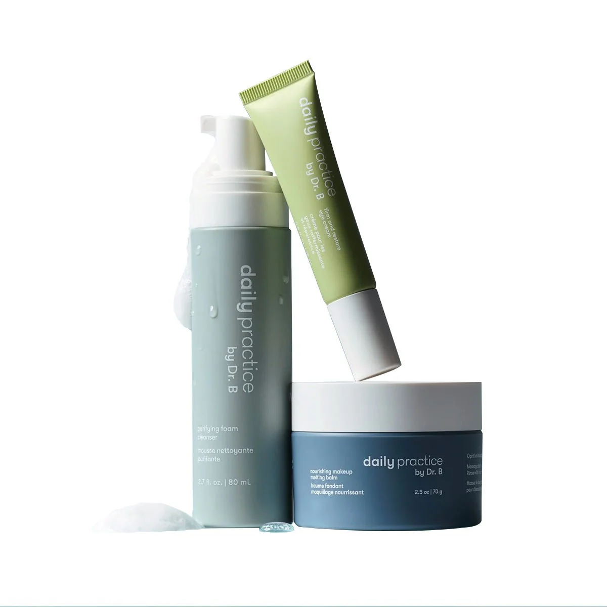 Daily Practice Three Step Eye Care Routine – Makeup Removal, Cleansing & Hydration Bundle