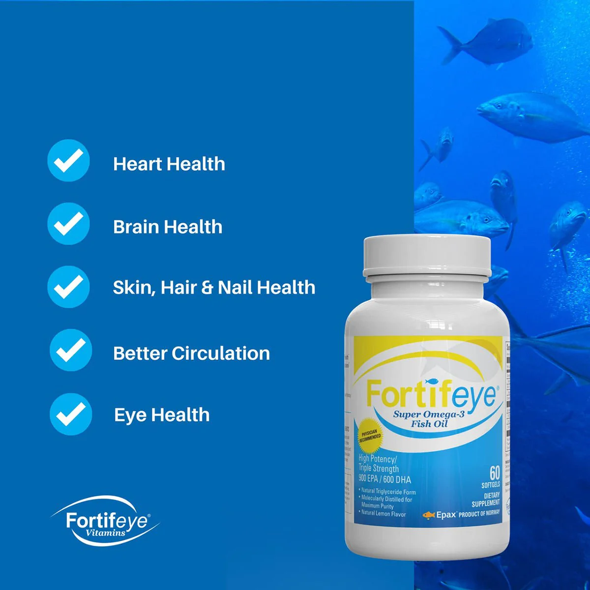 Fortifeye Super Omega-3 Fish Oil Omegas (60ct bottle) - Image 4