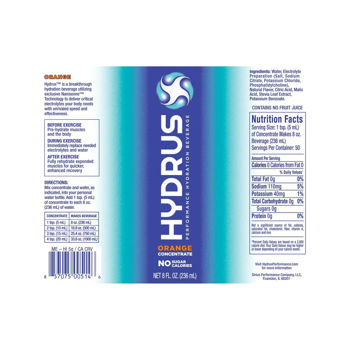 Hydrus Performance – Sugar-Free Electrolyte Hydration Concentrate with Nanosome™ Technology (8oz, 24 Servings) – Supports Eye Health & Whole-Body Hydration (2 Flavors) - Image 2