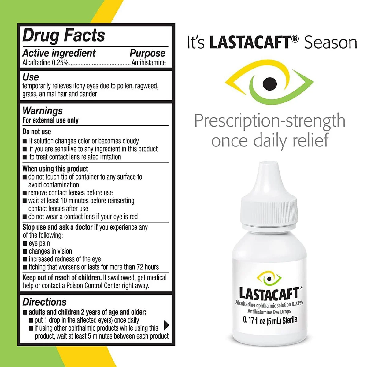 Lastacaft Once Daily Eye Allergy Itch Relief Drops (Twin Pack 2x5mL 120 Day Bottle) - Image 3