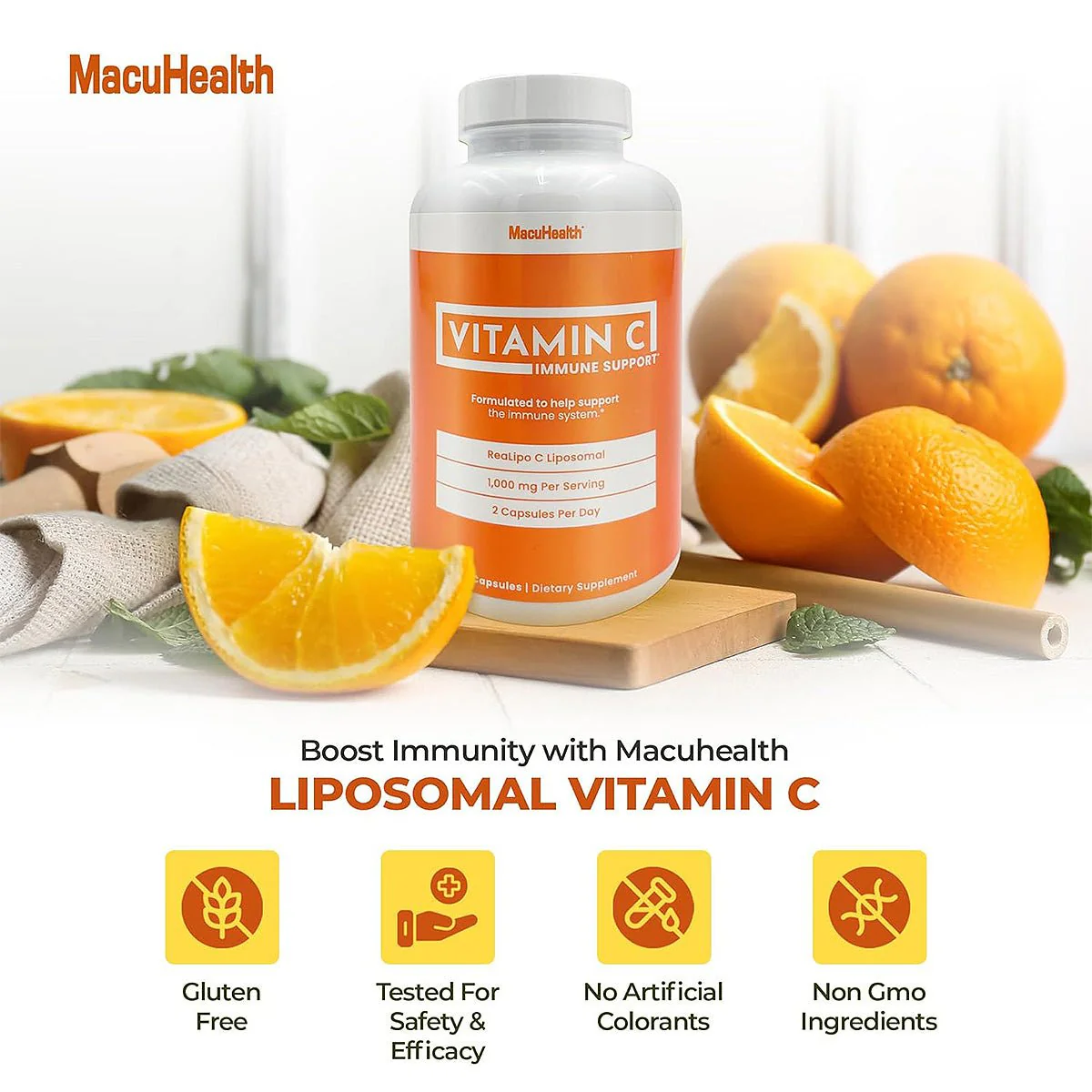 Macuhealth Liposomal Vitamin C 1000MG Per Serving - High Bioavailablity Vitamin with Fat-Soluble Antioxidants and Enhanced Absorption (180ct) - Image 3