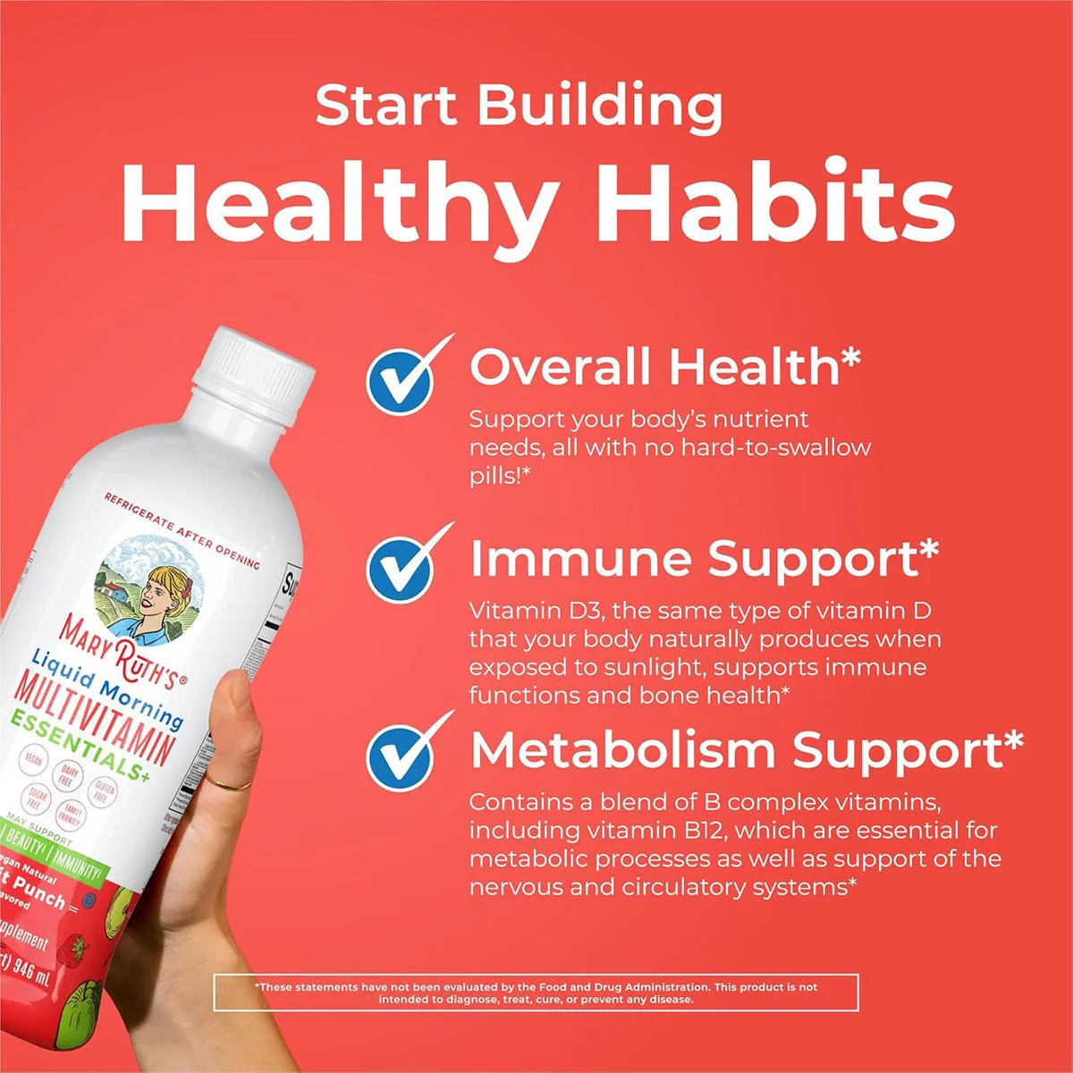 Mary Ruth's Liquid Morning Multivitamin Essentials+ - Fruit Punch (32 oz) - Image 4