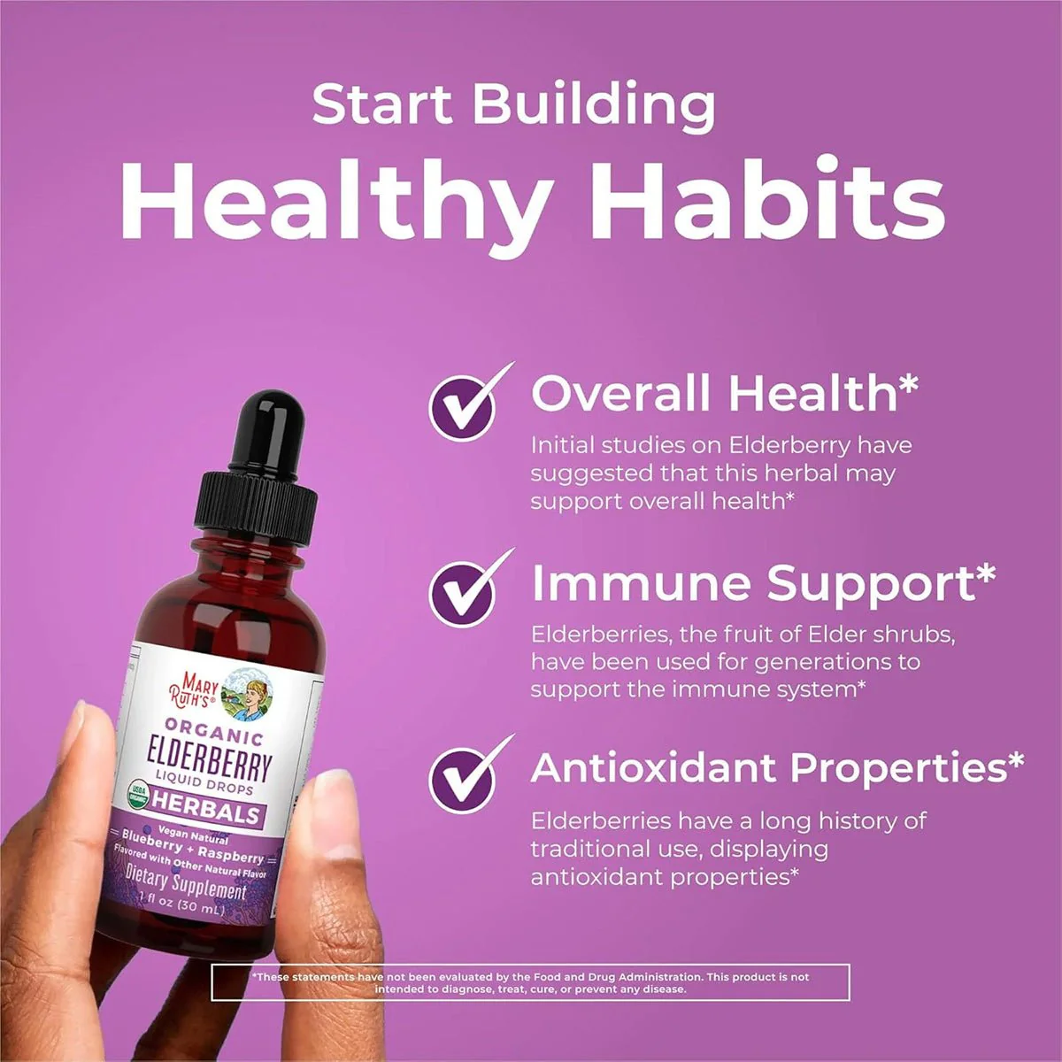 Mary Ruth's Organic Elderberry Liquid Drops Oral (1 oz) 30 Servings - Image 4