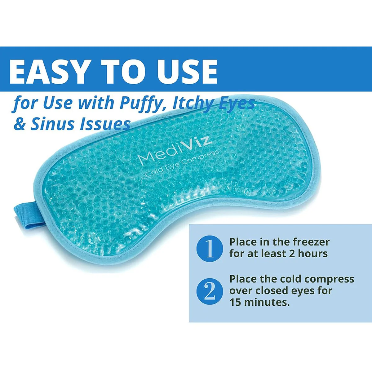 MediViz Cooling Eye Mask for Puffy Eyes, Allergies, Sinuses, and Itchy Eyes - Image 3