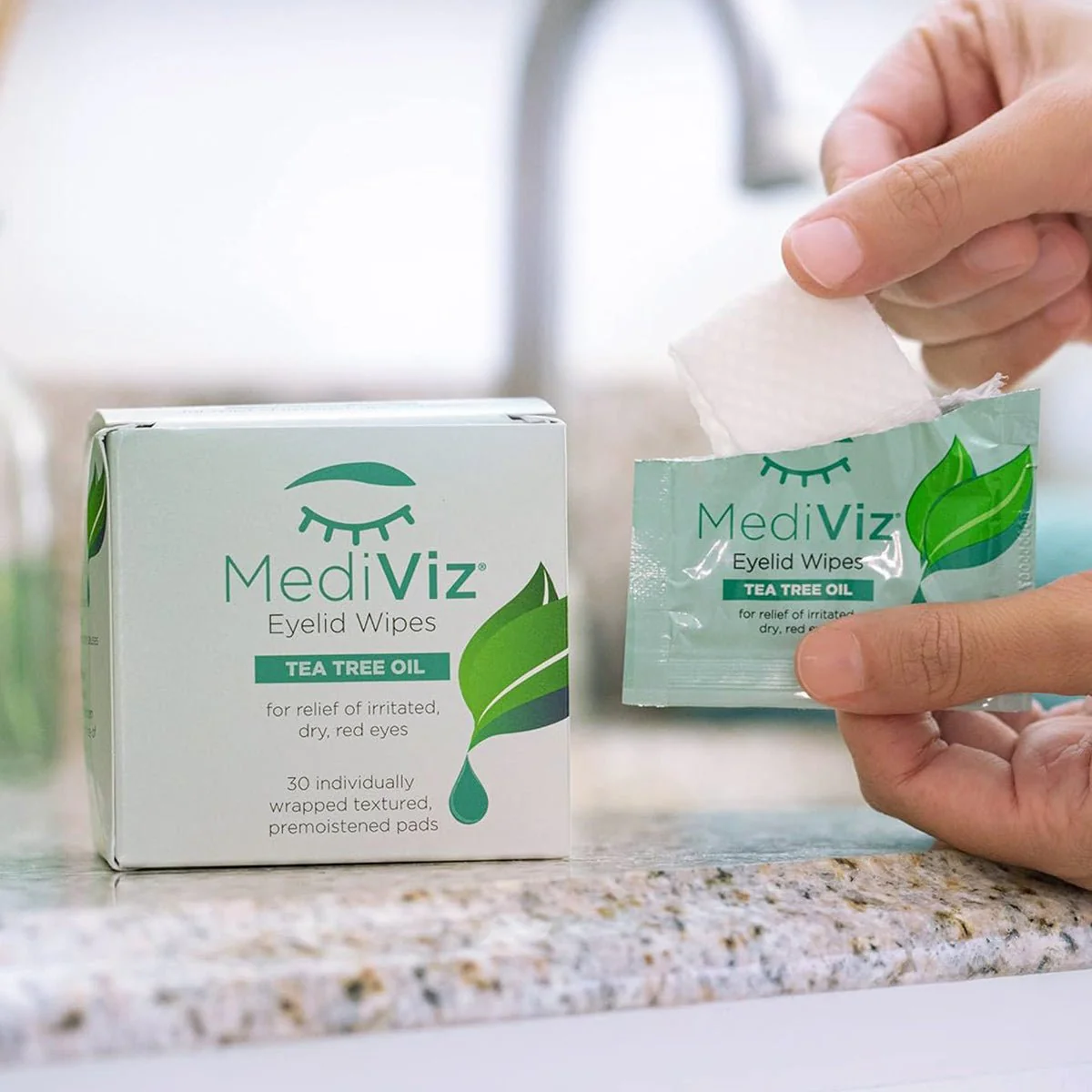 MediViz Tea Tree Eyelid Wipes 3-Pack of Eyelid Cleansing Wipes (3 x 30 wipes) - Image 3