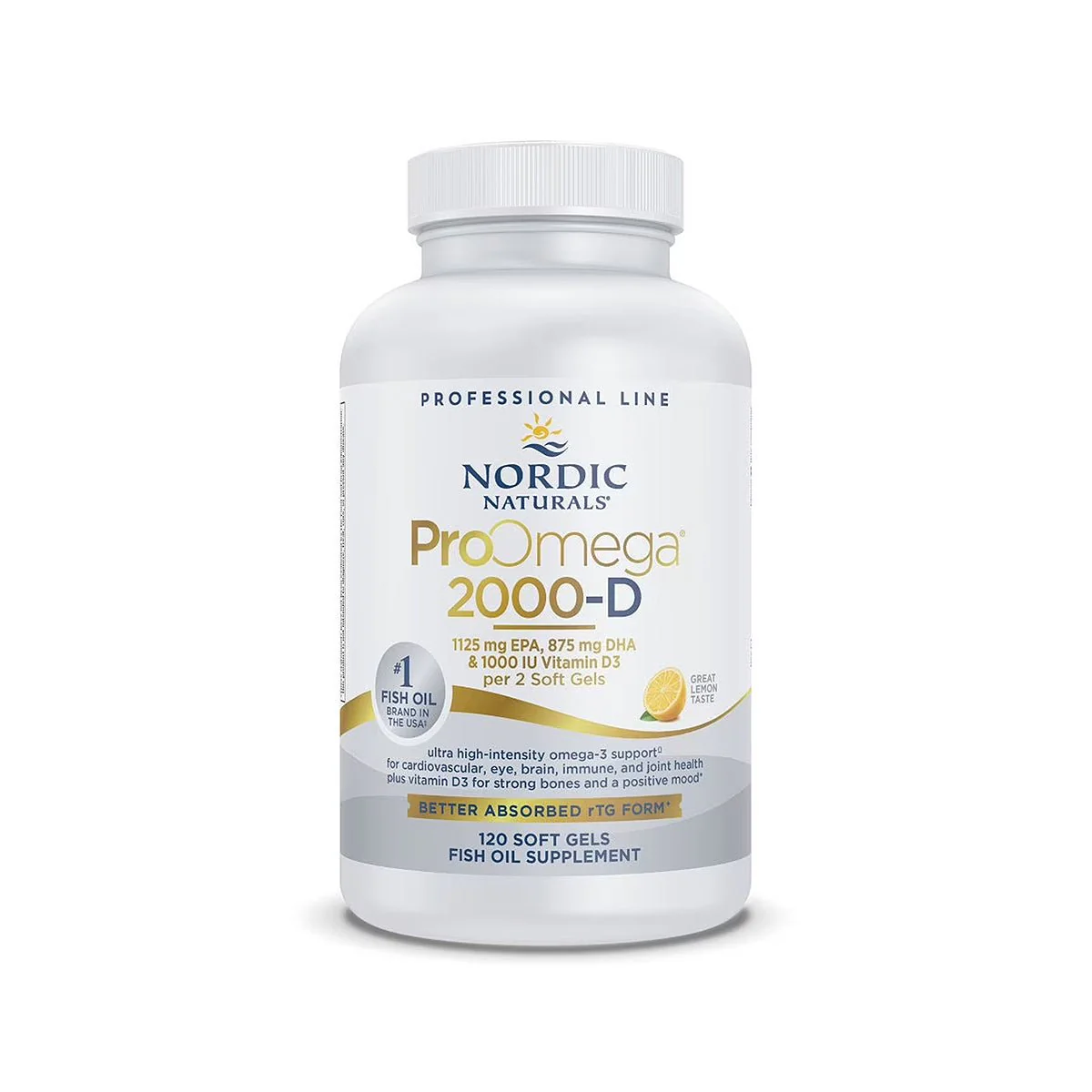 Nordic Naturals ProOmega® 2000-D – High-Potency Omega-3 with Vitamin D3 for Eye & Vision Health (120ct)