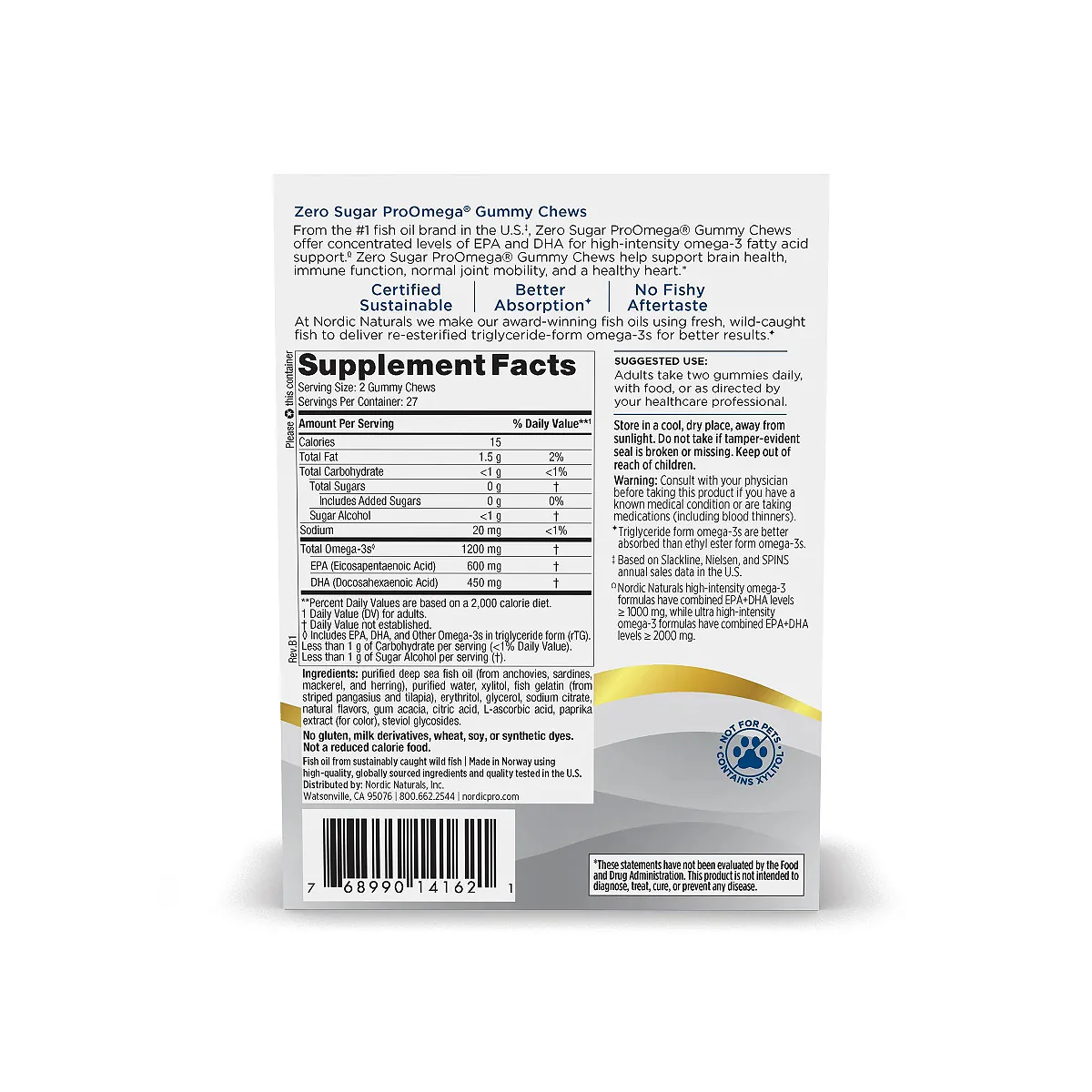Nordic Naturals ProOmega Gummy Chews, No Sugar, 54 Pack - Image 2