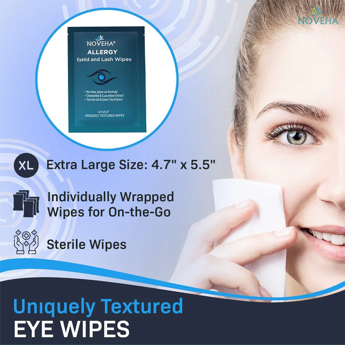 Noveha Allergy Relief Eyelid Wipes with Tea Tree Oil (60ct) - Image 4