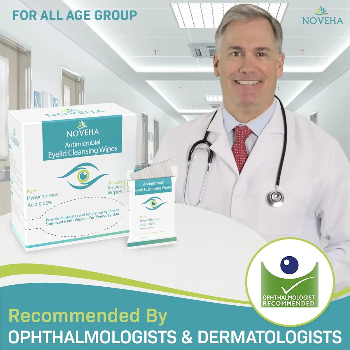 Noveha Purifying Eyelid Wipes for Daily Eye Hygiene - 60 wipes - Image 2
