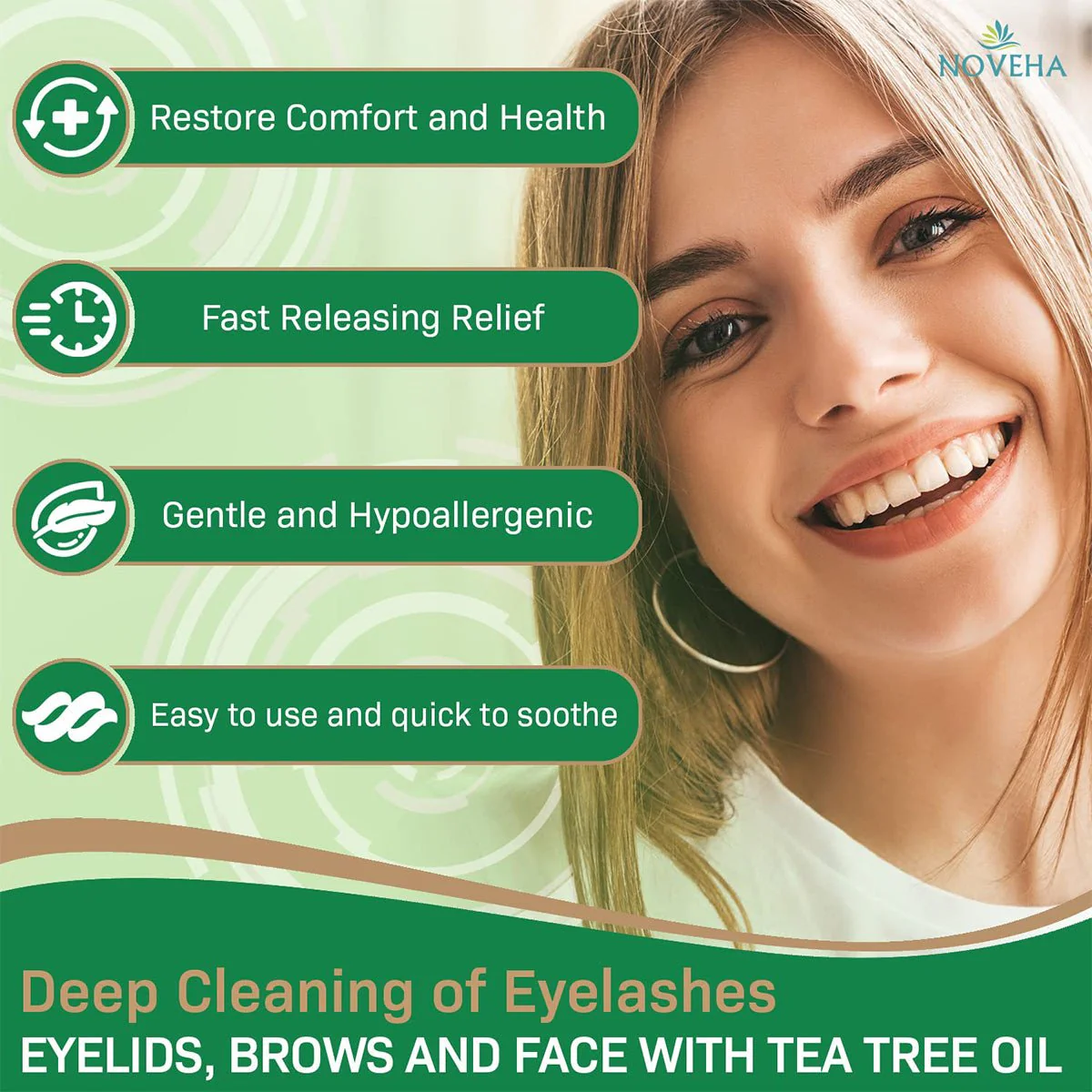 Noveha Tea Tree & Coconut Oil for Eyelid Wipes with Aloe Vera (60ct) - Image 6