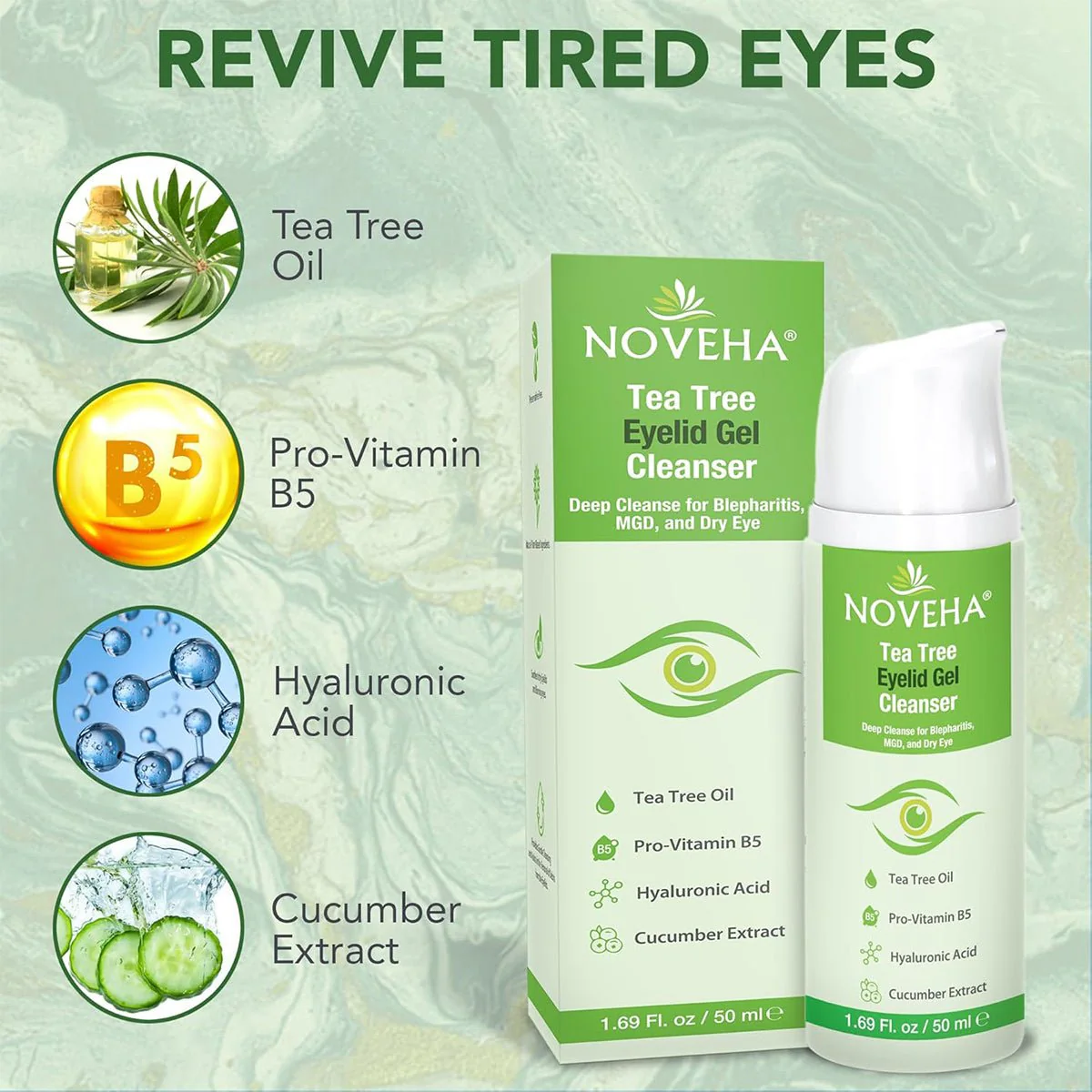 Noveha Tea Tree Eyelid Gel Cleanser (50mL) - Image 6