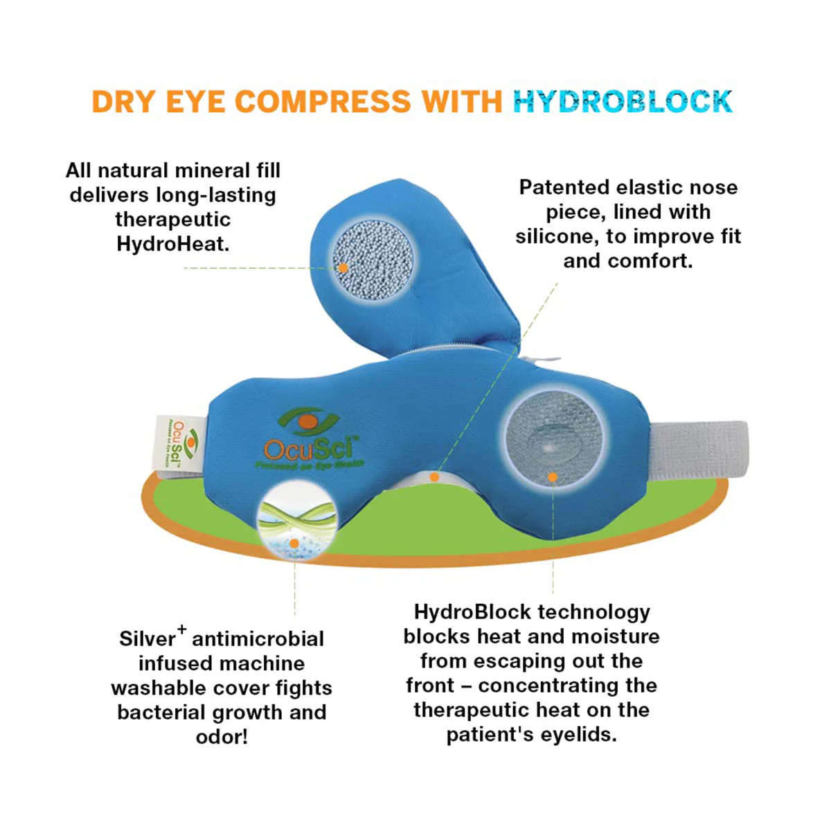 OcuSci Premium Heat & Cold Mask with HydroBlock, Microwavable, Washable Cover, Anti-Microbial - Image 5