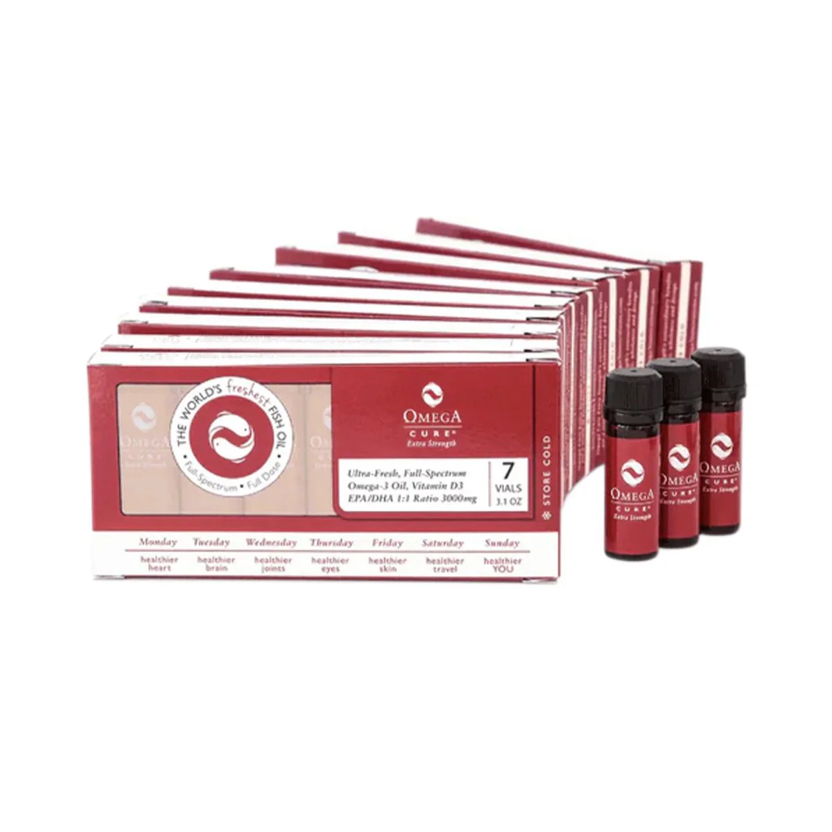Omega Cure Extra Strength Pure Liquid Omega 3 Vials (9-Pack, 63 Vials) Cold Shipping Included - Image 2