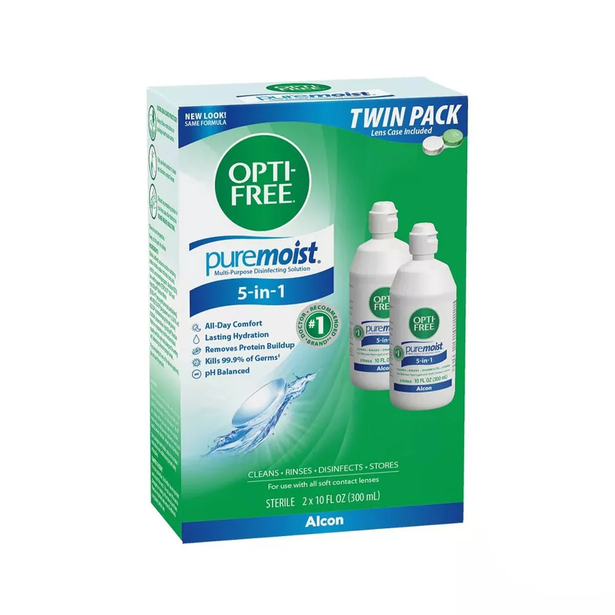 Opti-Free Puremoist Multi-Purpose Disinfecting Solution with Lens Case, 20 Fl Oz (pack of 2)