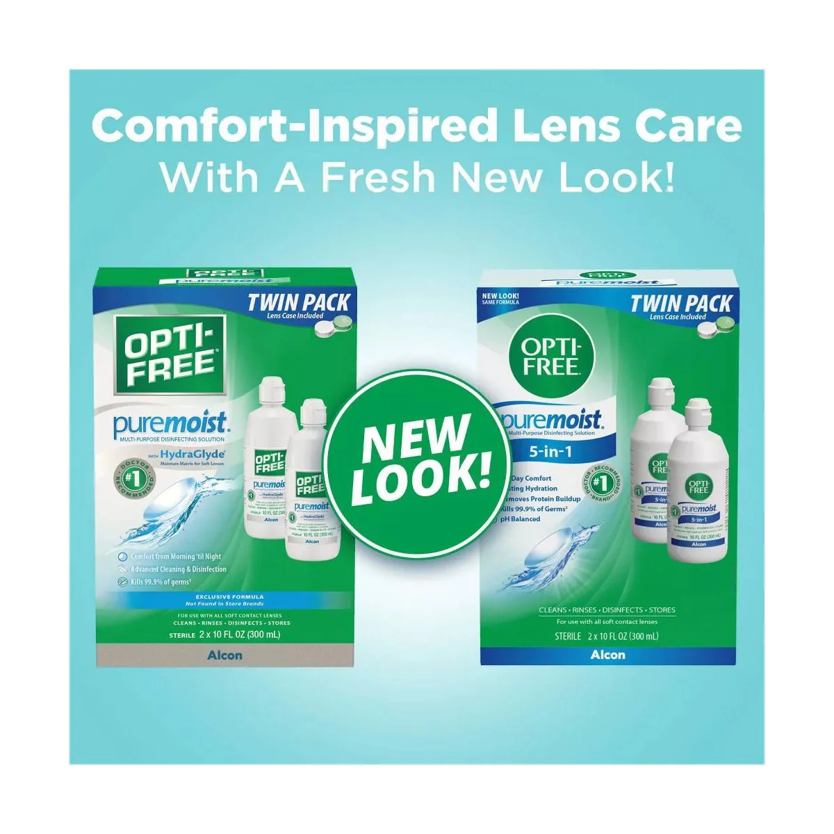 Opti-Free Puremoist Multi-Purpose Disinfecting Solution with Lens Case, 20 Fl Oz (pack of 2) - Image 3