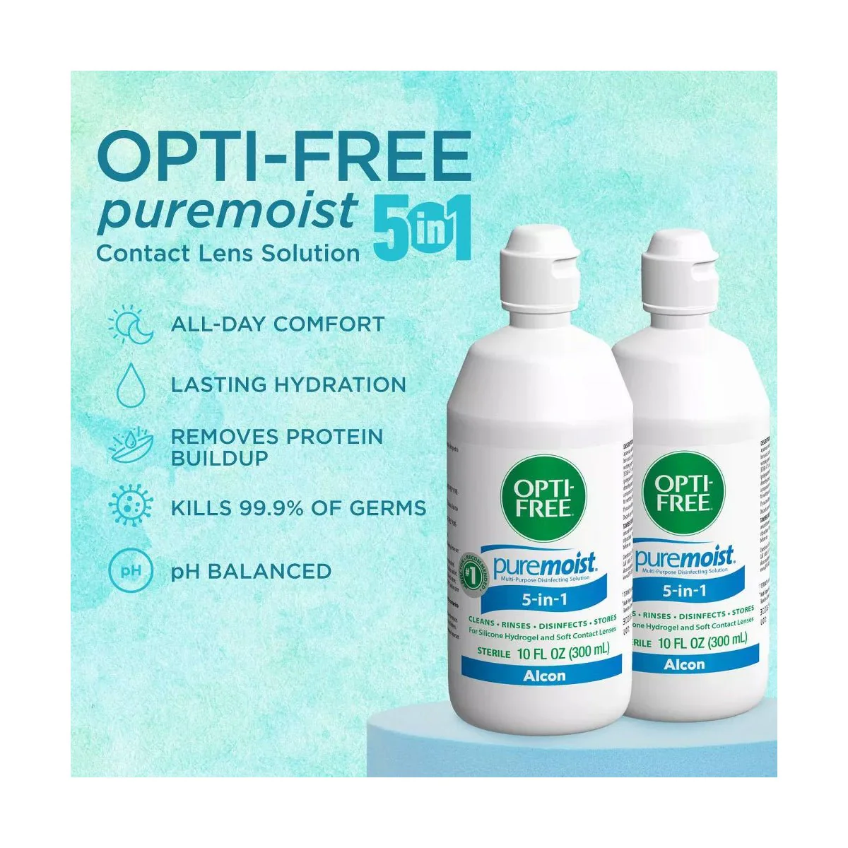 Opti-Free Puremoist Multi-Purpose Disinfecting Solution with Lens Case, 20 Fl Oz (pack of 2) - Image 4