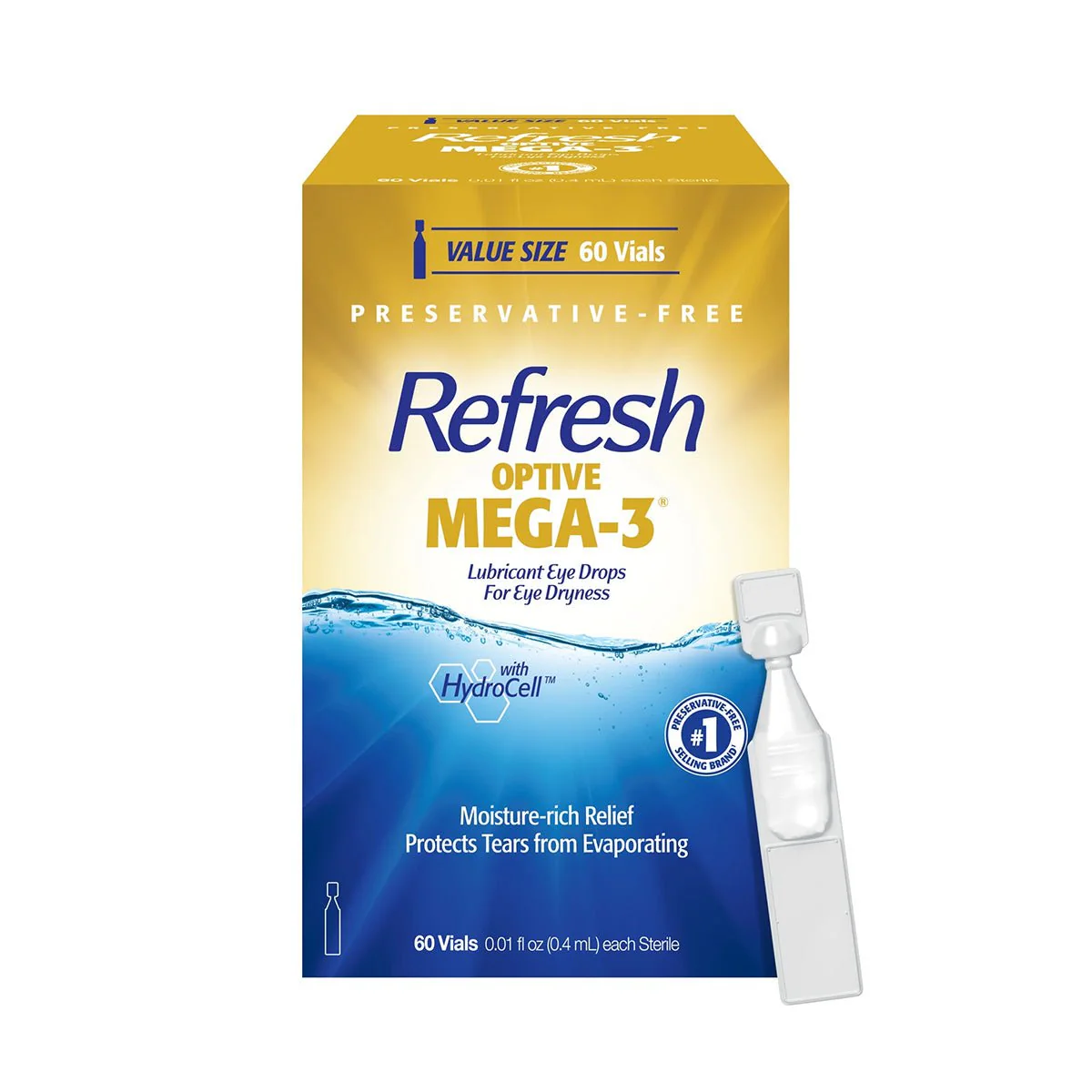 Refresh Optive Mega-3® Preservative-Free Lubricant Eye Drops (0.4mL Vials, 60-Count) - Image 2