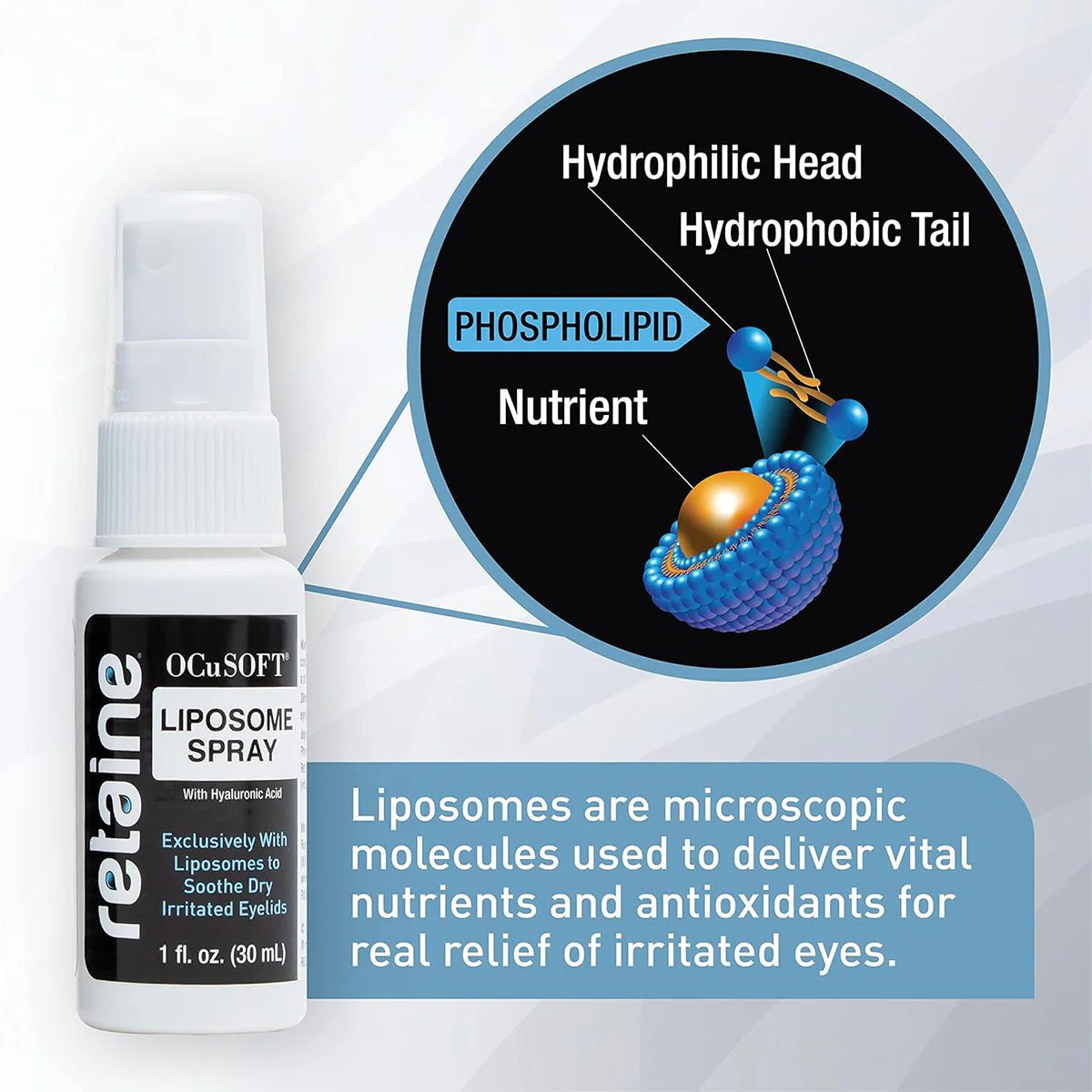 Ocusoft Retaine Liposome Spray to Soothe Irritated Eyelids with HA (30mL) - Image 5