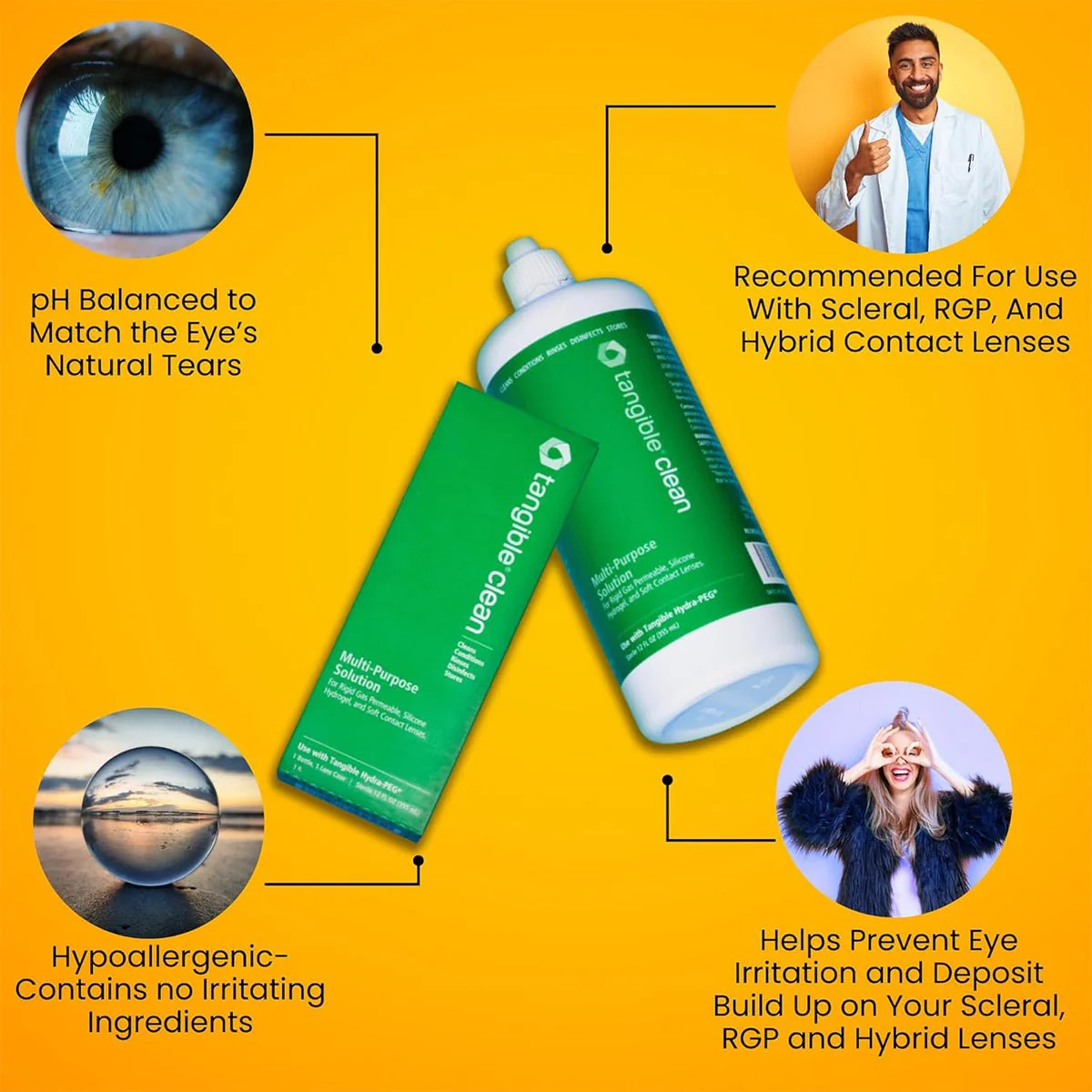 Tangible Clean 2-pack - RGP, Scleral and Soft Contact Lens Multi-Purpose Solution (3.4oz Travel Size) 2-Pack - Image 4
