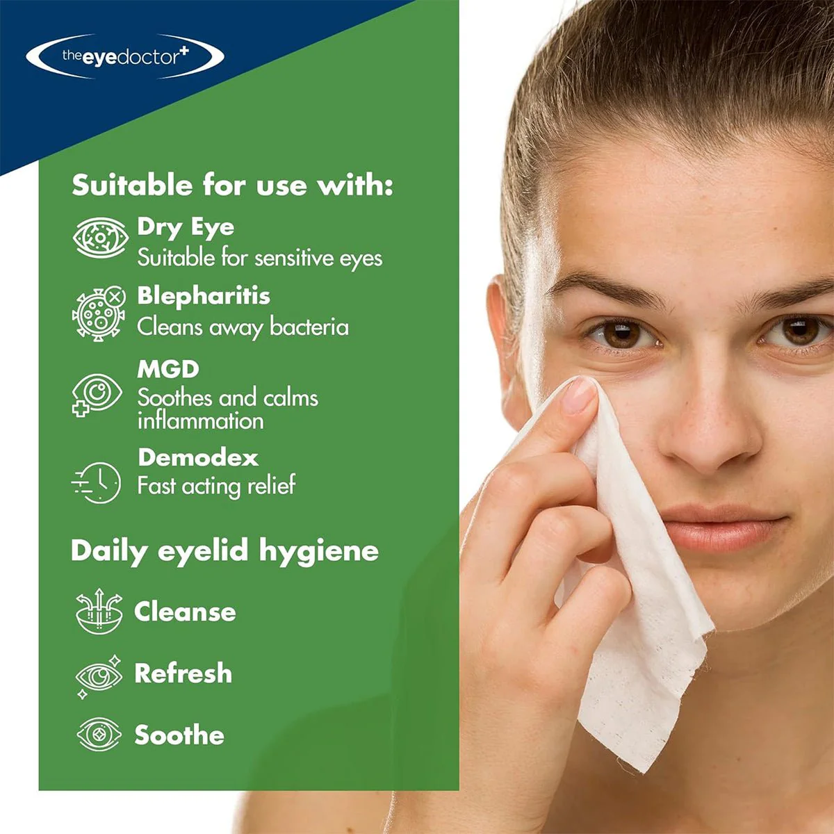 The Eye Doctor Tea Tree Oil Lid Wipes for Daily Hygiene and Dry Eyes (20ct) - Image 3