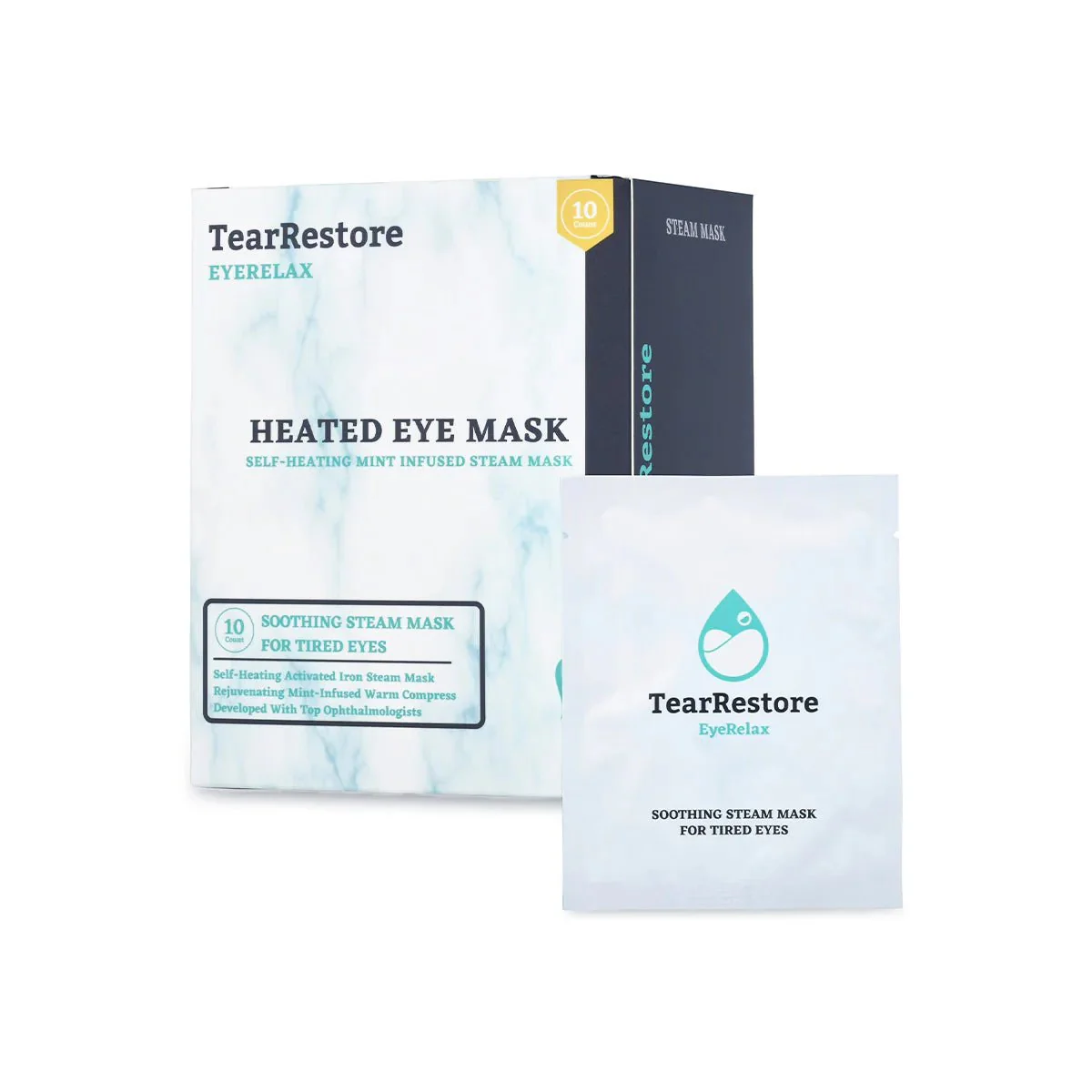 TearRestore EyeRelax Heated Eye Mask - Self Heating Mint Infused Steam Mask (10-pack) - Image 7