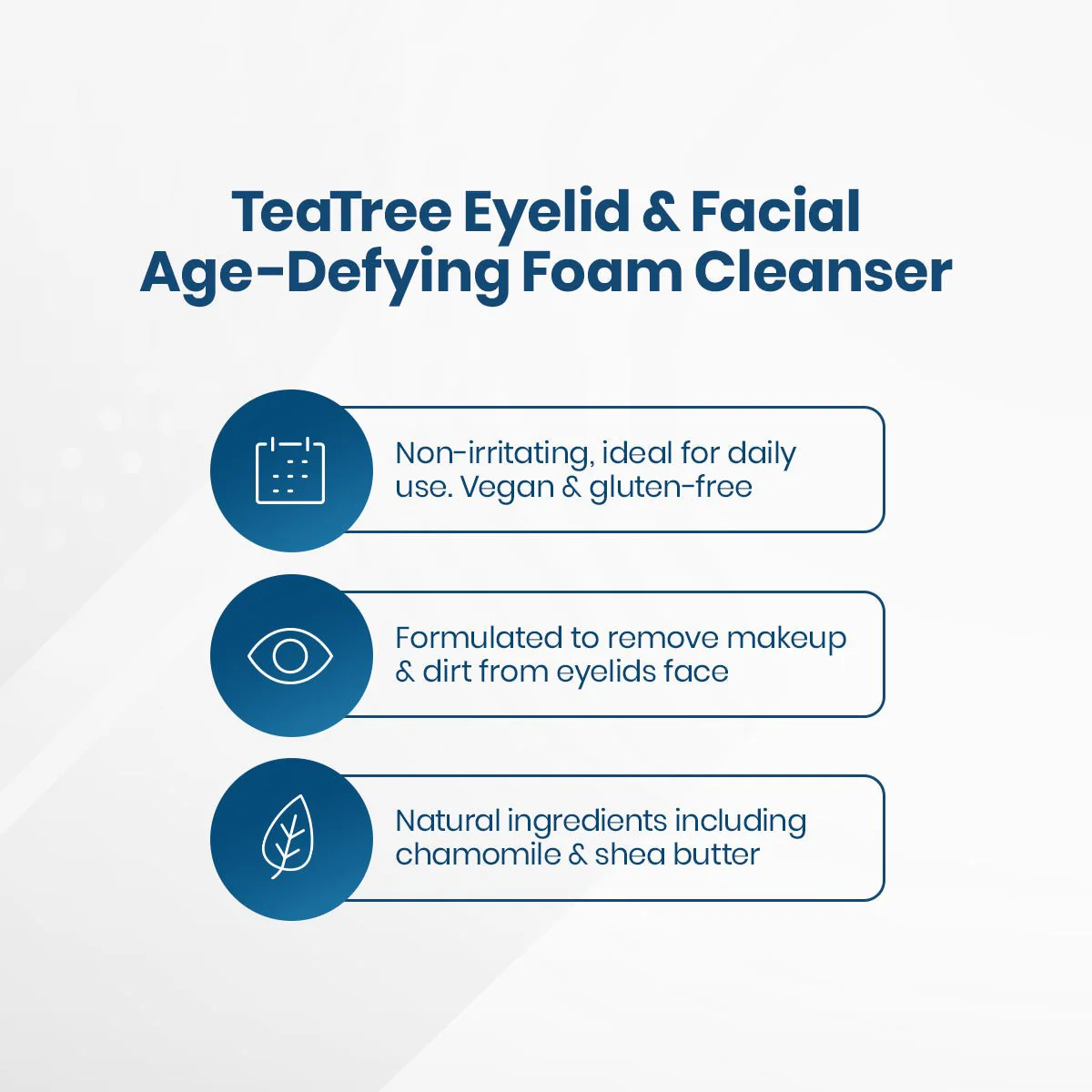 TranquilEyes Age-Defying 1% Tea Tree Eyelid & Facial Cleanser – Reduces Dark Circles & Puffiness, Hydrating & Soothing Formula - Image 2