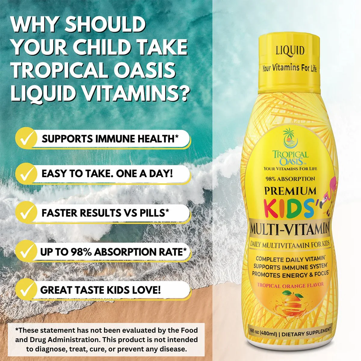 Tropical Oasis Kids Liquid Multivitamin (16oz.) - Image 3