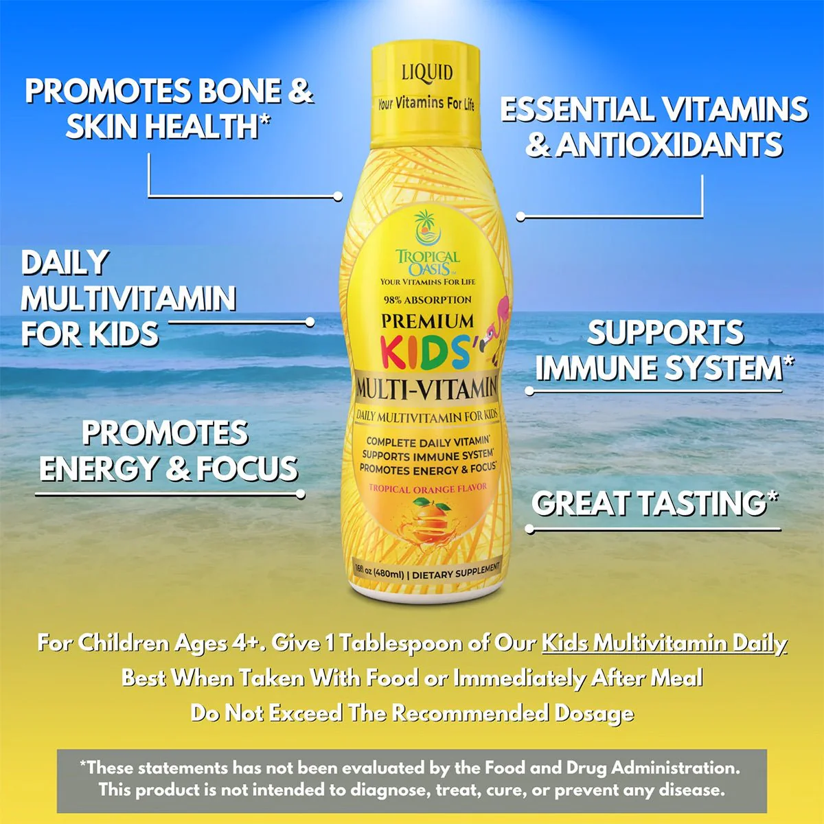Tropical Oasis Kids Liquid Multivitamin (16oz.) - Image 4