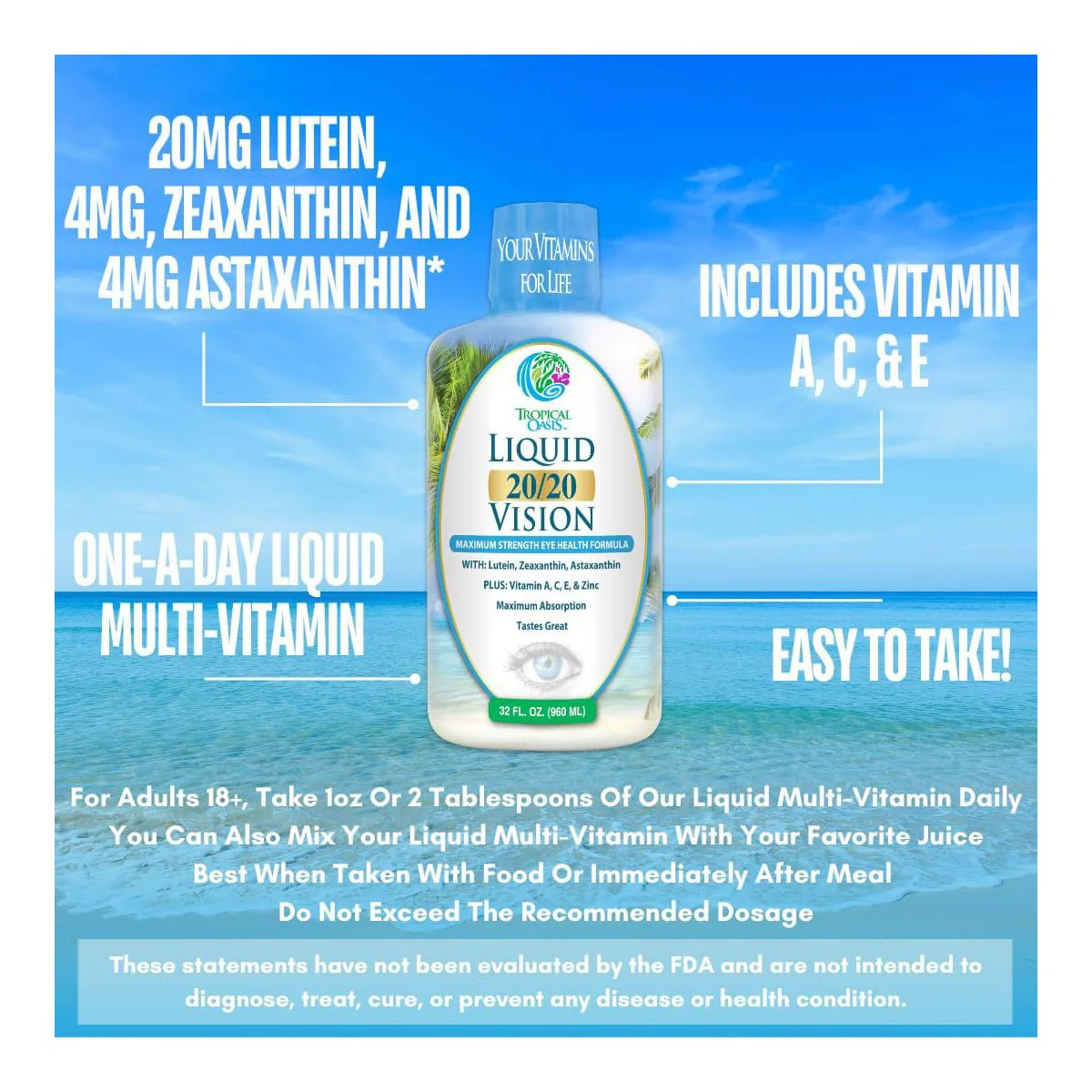 Tropical Oasis Liquid 20/20 Vision, Retina Health (32oz.) - Image 5